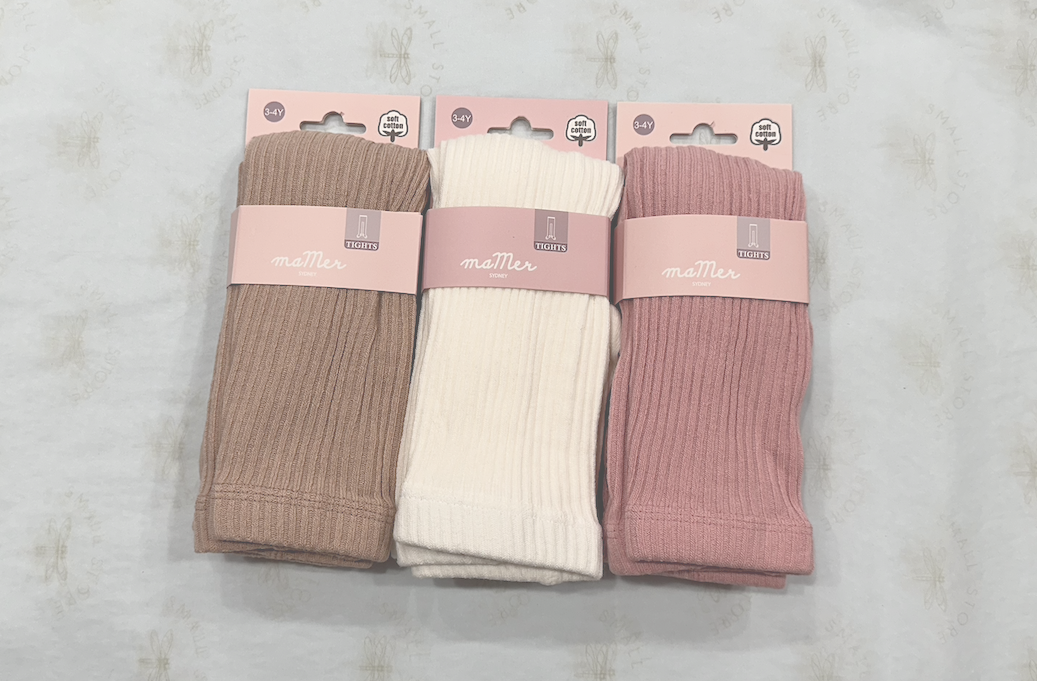 3 pack cotton tights: dusty pink, white, pink or cream: 0-6M only left